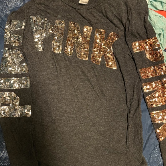 PINK Victoria's Secret Tops - Victoria secret pink sequin long sleeve